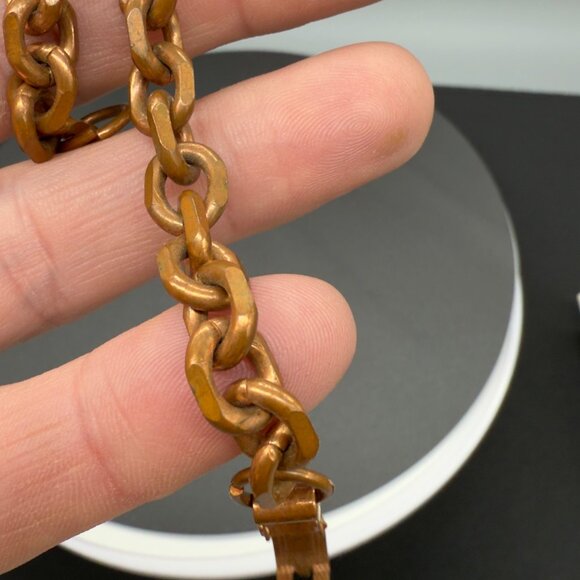 Vintage Solid Copper Chain Link Bracelet With Hook Clasp 6 3/4" - Picture 9 of 12